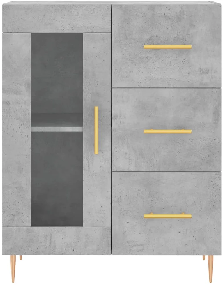 Komoda, betono pilkos spalvos, 69,5x34x180cm, apdirbta mediena