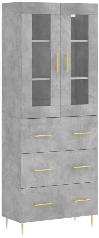 Komoda, betono pilkos spalvos, 69,5x34x180cm, apdirbta mediena