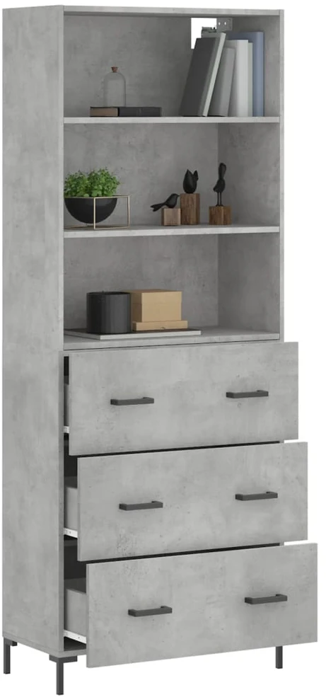 Komoda, betono pilkos spalvos, 69,5x34x180cm, apdirbta mediena