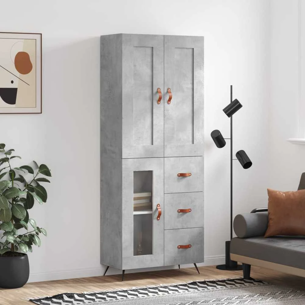 Komoda, betono pilkos spalvos, 69,5x34x180cm, apdirbta mediena