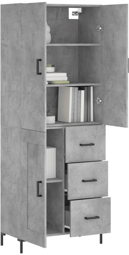 Komoda, betono pilkos spalvos, 69,5x34x180cm, apdirbta mediena