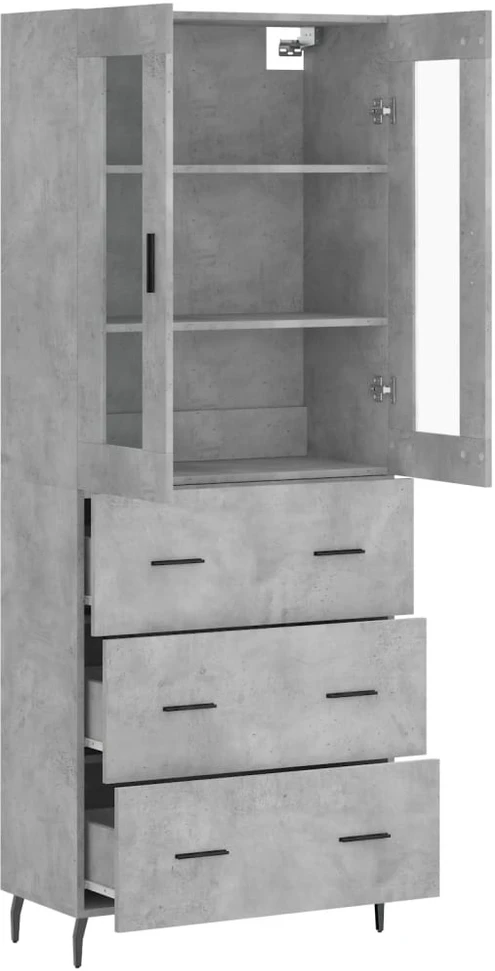 Komoda, betono pilkos spalvos, 69,5x34x180cm, apdirbta mediena