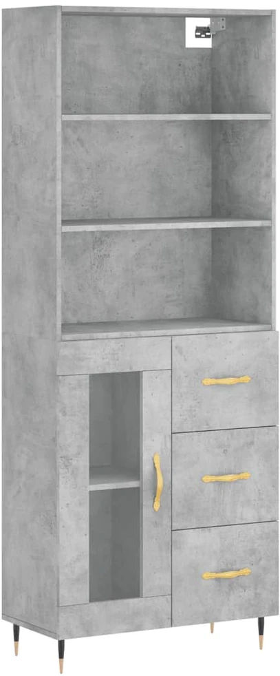 Komoda, betono pilkos spalvos, 69,5x34x180cm, apdirbta mediena