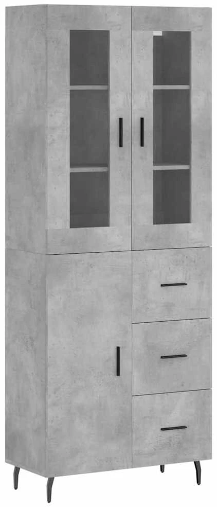 Komoda, betono pilkos spalvos, 69,5x34x180cm, apdirbta mediena