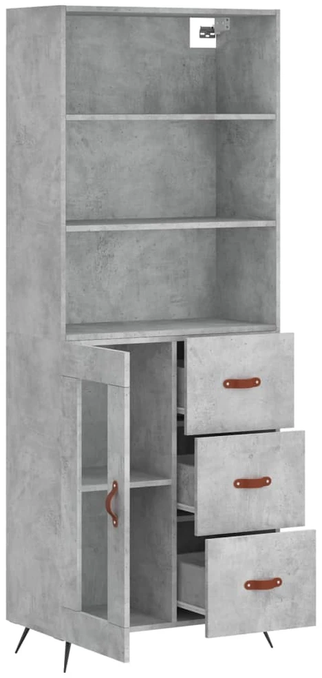 Komoda, betono pilkos spalvos, 69,5x34x180cm, apdirbta mediena