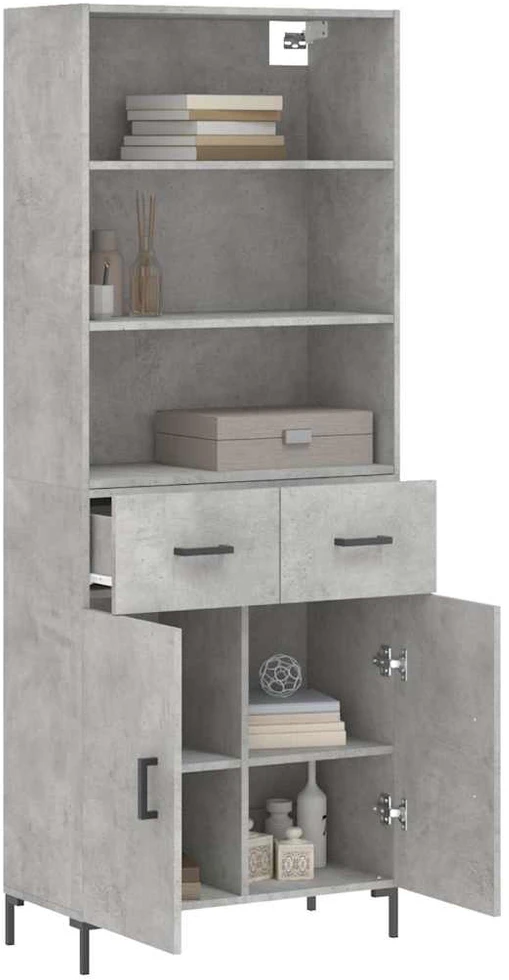 Komoda, betono pilkos spalvos, 69,5x34x180cm, apdirbta mediena