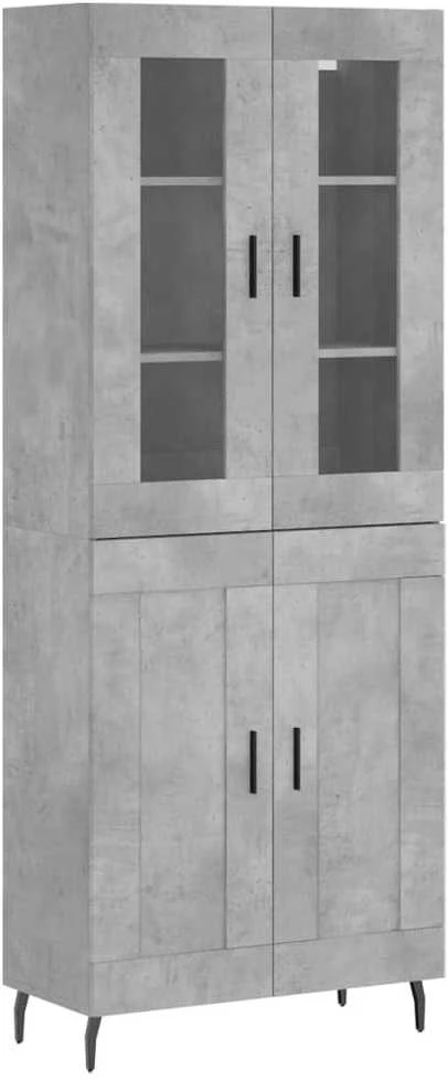 Komoda, betono pilkos spalvos, 69,5x34x180cm, apdirbta mediena