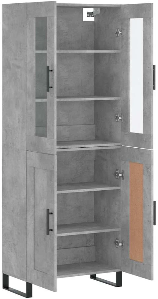 Komoda, betono pilkos spalvos, 69,5x34x180cm, apdirbta mediena