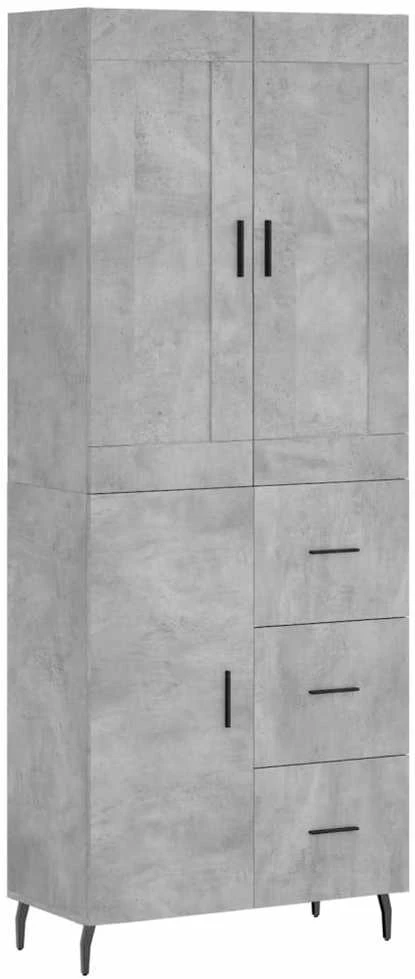 Komoda, betono pilkos spalvos, 69,5x34x180cm, apdirbta mediena