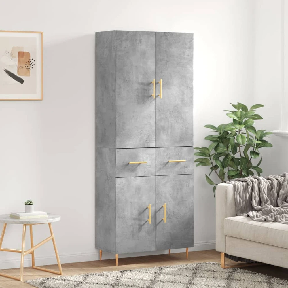 Komoda, betono pilkos spalvos, 69,5x34x180cm, apdirbta mediena