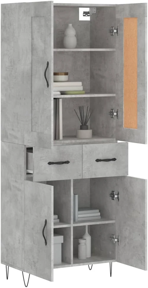 Komoda, betono pilkos spalvos, 69,5x34x180cm, apdirbta mediena
