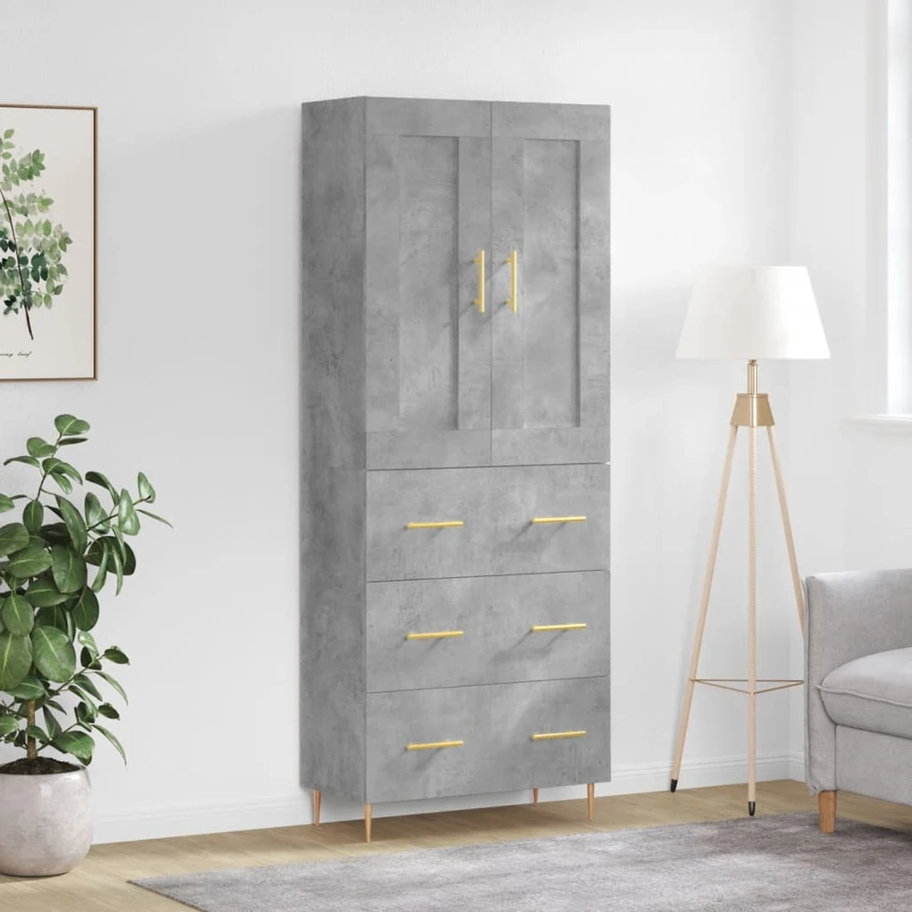 Komoda, betono pilkos spalvos, 69,5x34x180cm, apdirbta mediena