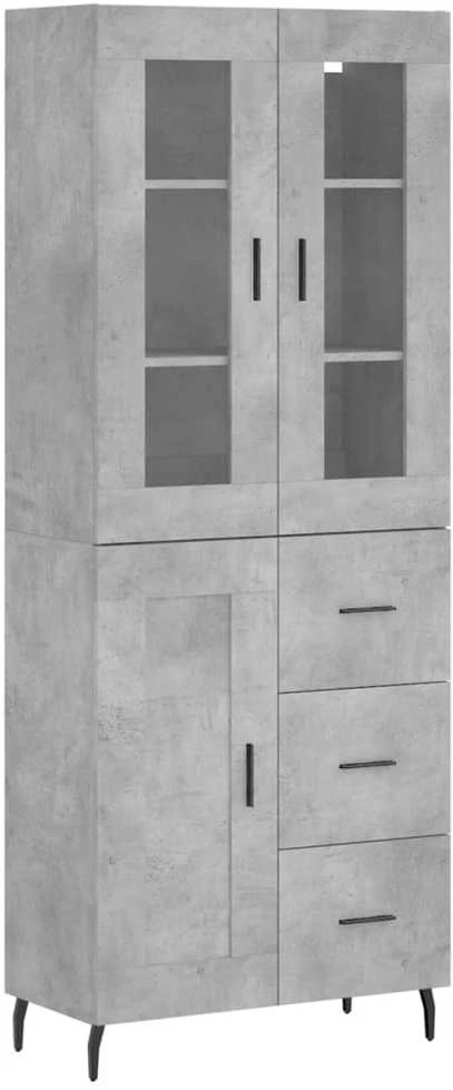 Komoda, betono pilkos spalvos, 69,5x34x180cm, apdirbta mediena