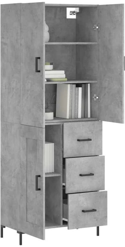 Komoda, betono pilkos spalvos, 69,5x34x180cm, apdirbta mediena