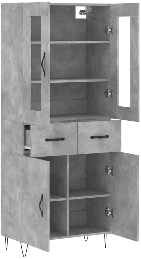 Komoda, betono pilkos spalvos, 69,5x34x180cm, apdirbta mediena