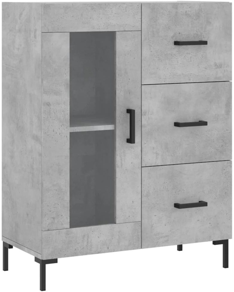 Komoda, betono pilkos spalvos, 69,5x34x180cm, apdirbta mediena