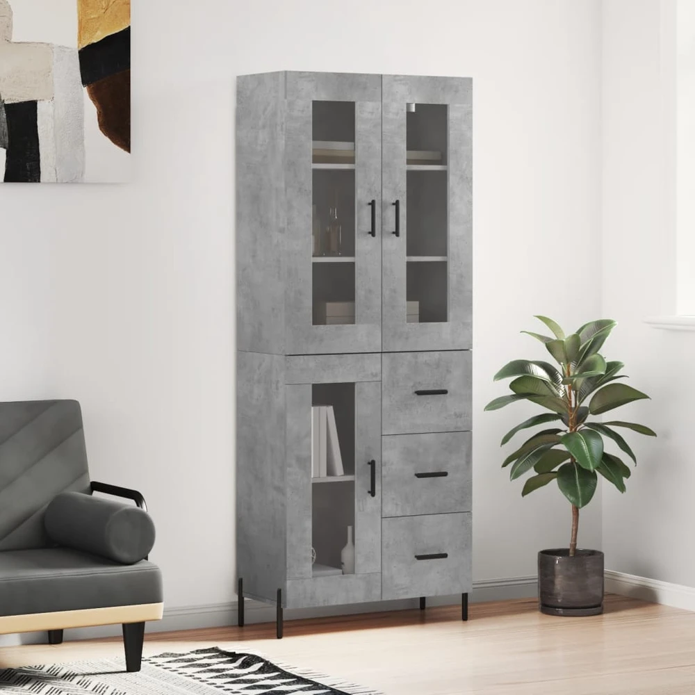 Komoda, betono pilkos spalvos, 69,5x34x180cm, apdirbta mediena