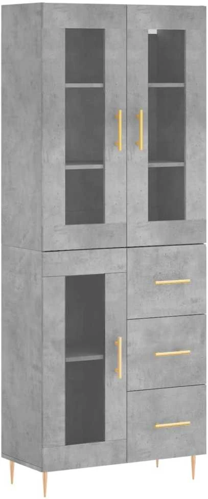 Komoda, betono pilkos spalvos, 69,5x34x180cm, apdirbta mediena