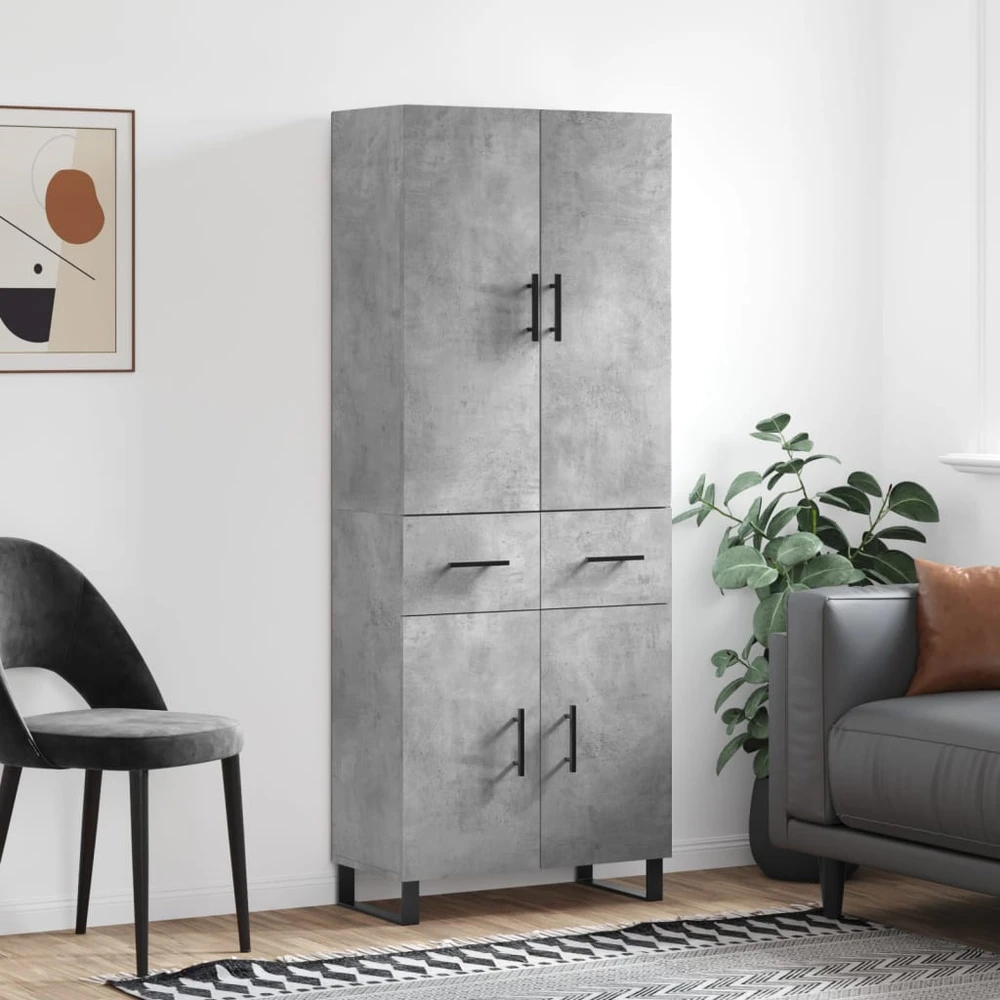 Komoda, betono pilkos spalvos, 69,5x34x180cm, apdirbta mediena
