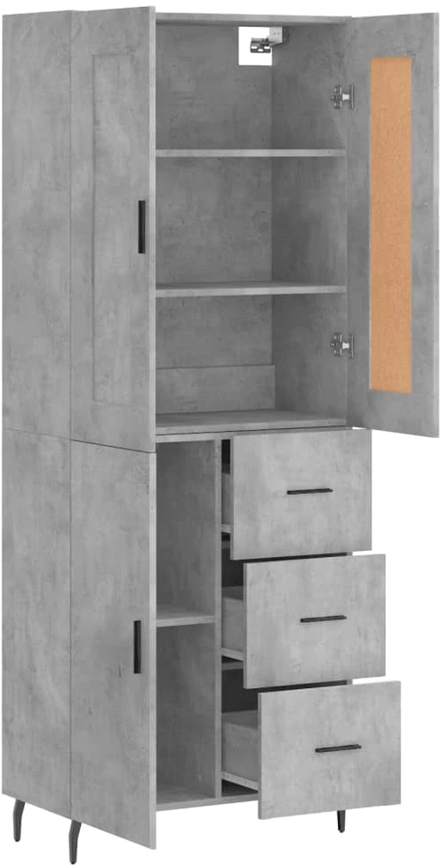 Komoda, betono pilkos spalvos, 69,5x34x180cm, apdirbta mediena