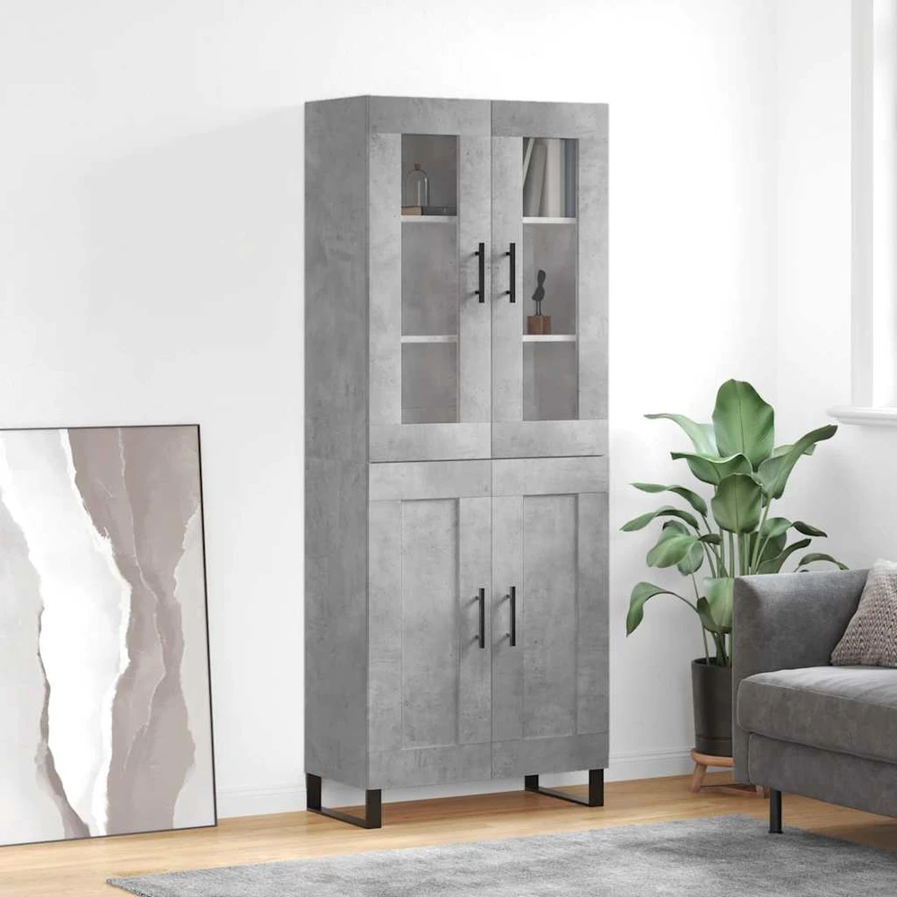 Komoda, betono pilkos spalvos, 69,5x34x180cm, apdirbta mediena