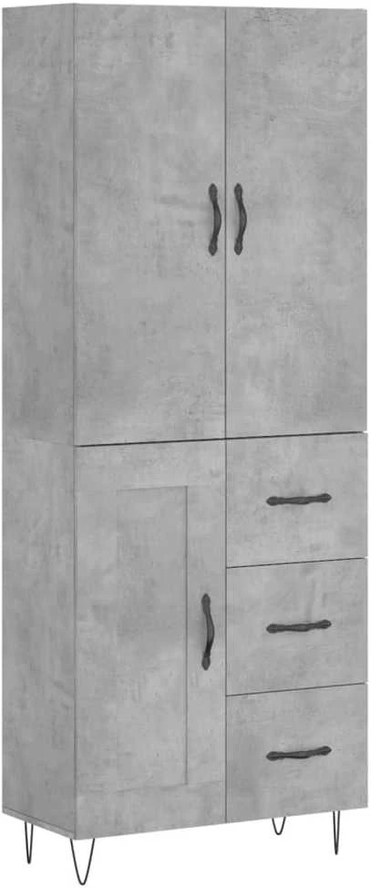 Komoda, betono pilkos spalvos, 69,5x34x180cm, apdirbta mediena
