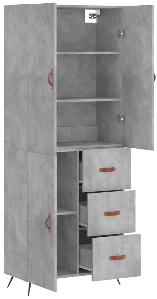 Komoda, betono pilkos spalvos, 69,5x34x180cm, apdirbta mediena