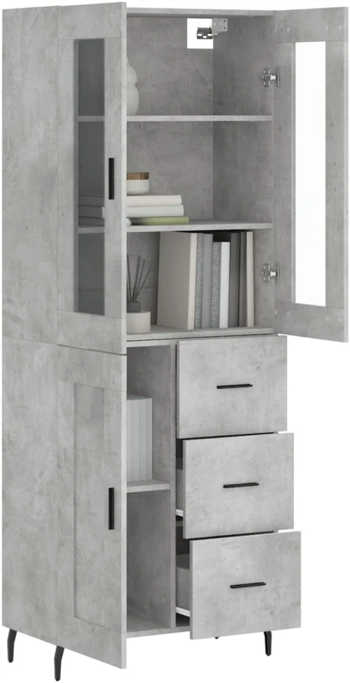 Komoda, betono pilkos spalvos, 69,5x34x180cm, apdirbta mediena