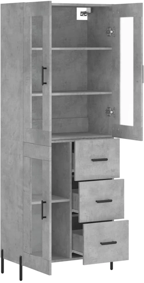 Komoda, betono pilkos spalvos, 69,5x34x180cm, apdirbta mediena