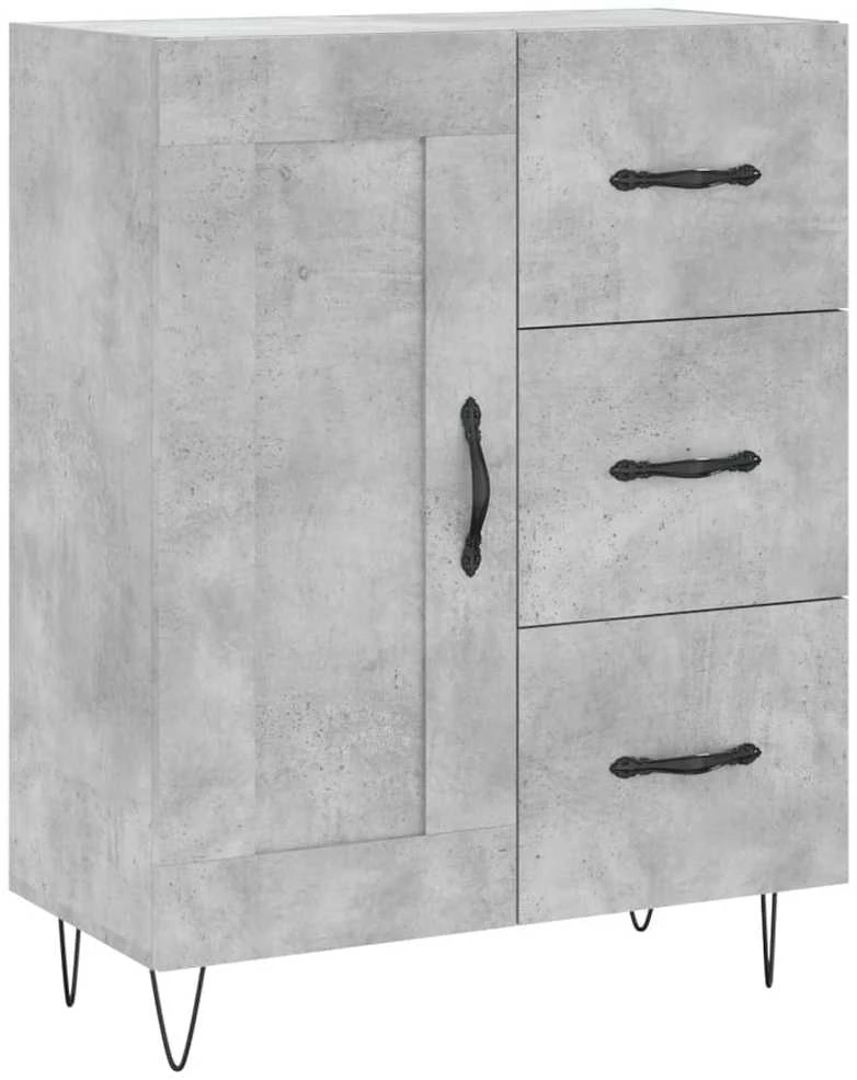 Komoda, betono pilkos spalvos, 69,5x34x180cm, apdirbta mediena