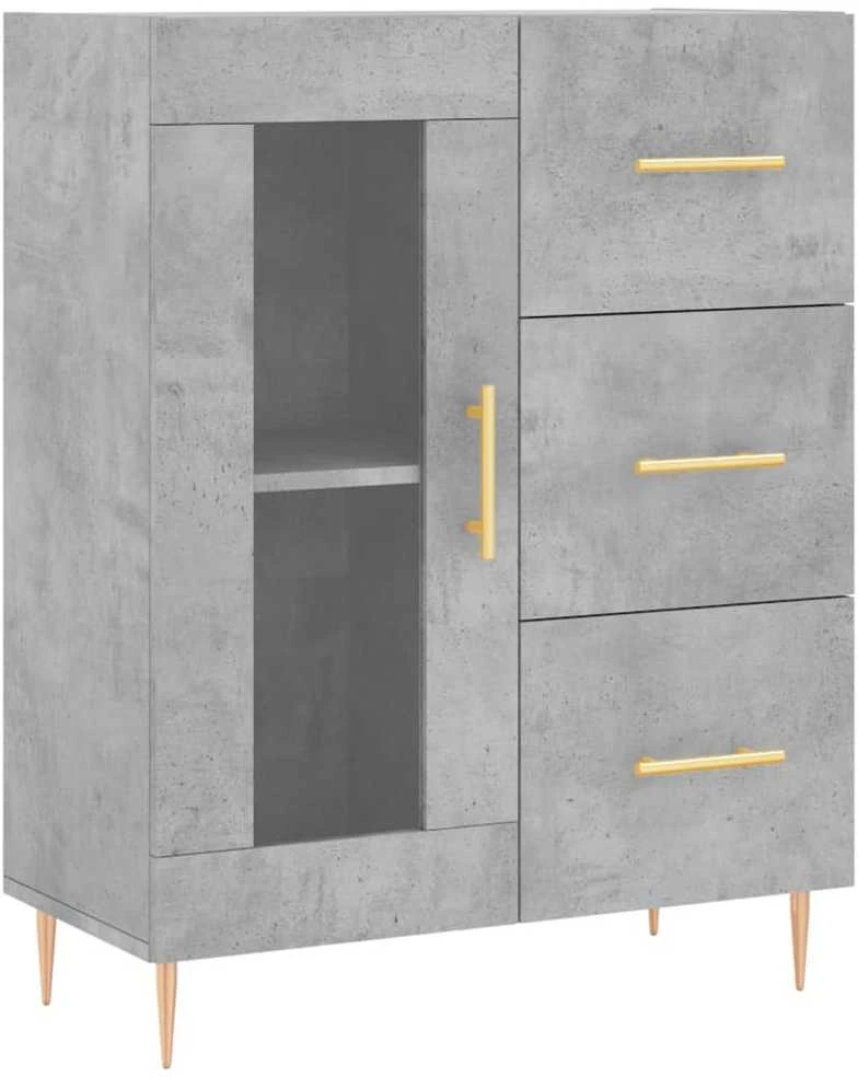 Komoda, betono pilkos spalvos, 69,5x34x180cm, apdirbta mediena