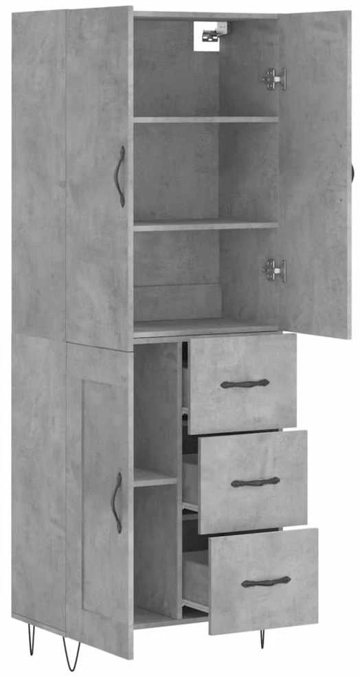 Komoda, betono pilkos spalvos, 69,5x34x180cm, apdirbta mediena