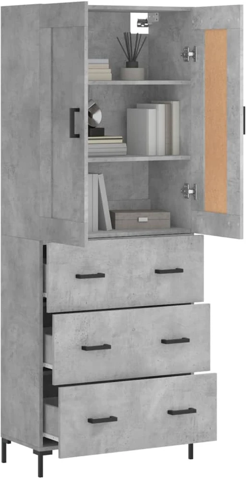 Komoda, betono pilkos spalvos, 69,5x34x180cm, apdirbta mediena