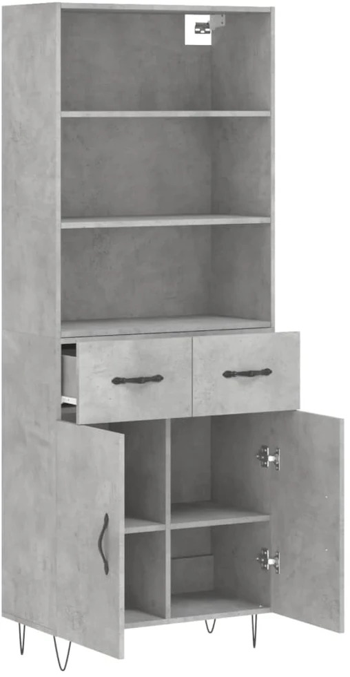 Komoda, betono pilkos spalvos, 69,5x34x180cm, apdirbta mediena