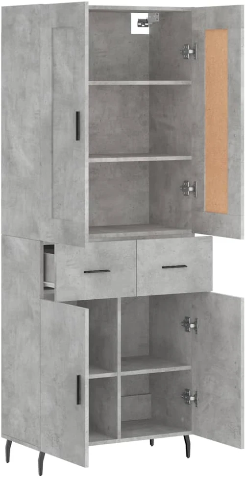Komoda, betono pilkos spalvos, 69,5x34x180cm, apdirbta mediena
