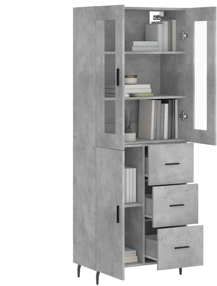 Komoda, betono pilkos spalvos, 69,5x34x180cm, apdirbta mediena