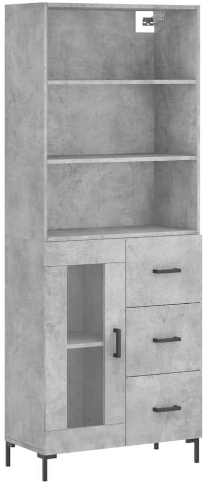Komoda, betono pilkos spalvos, 69,5x34x180cm, apdirbta mediena