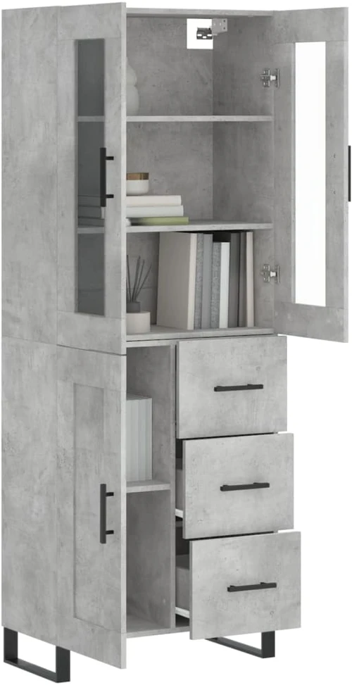 Komoda, betono pilkos spalvos, 69,5x34x180cm, apdirbta mediena