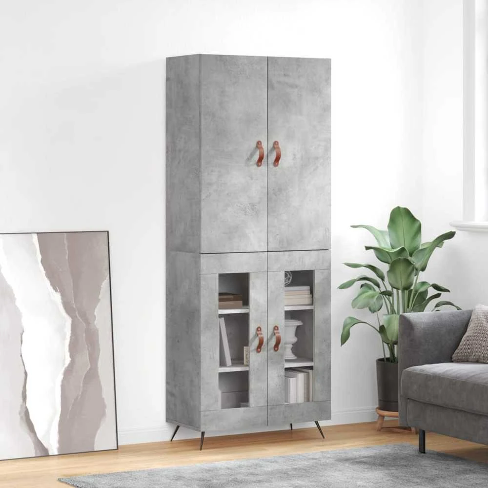 Komoda, betono pilkos spalvos, 69,5x34x180cm, apdirbta mediena