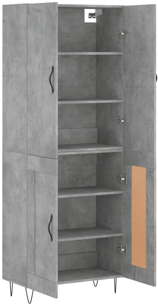 Komoda, betono pilkos spalvos, 69,5x34x180cm, apdirbta mediena