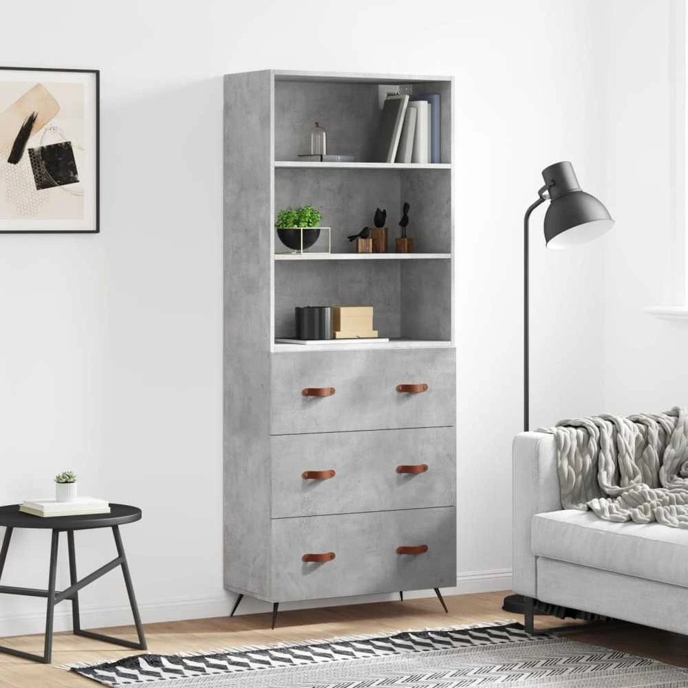 Komoda, betono pilkos spalvos, 69,5x34x180cm, apdirbta mediena