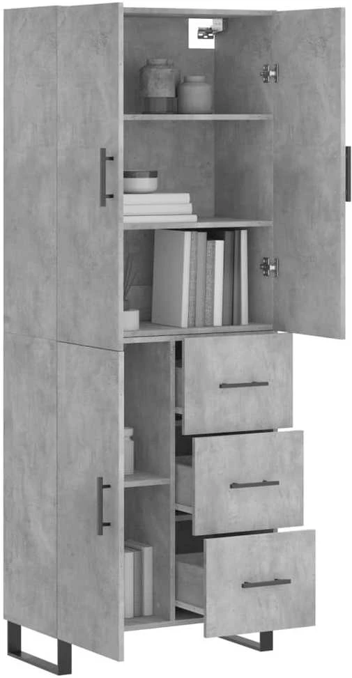 Komoda, betono pilkos spalvos, 69,5x34x180cm, apdirbta mediena