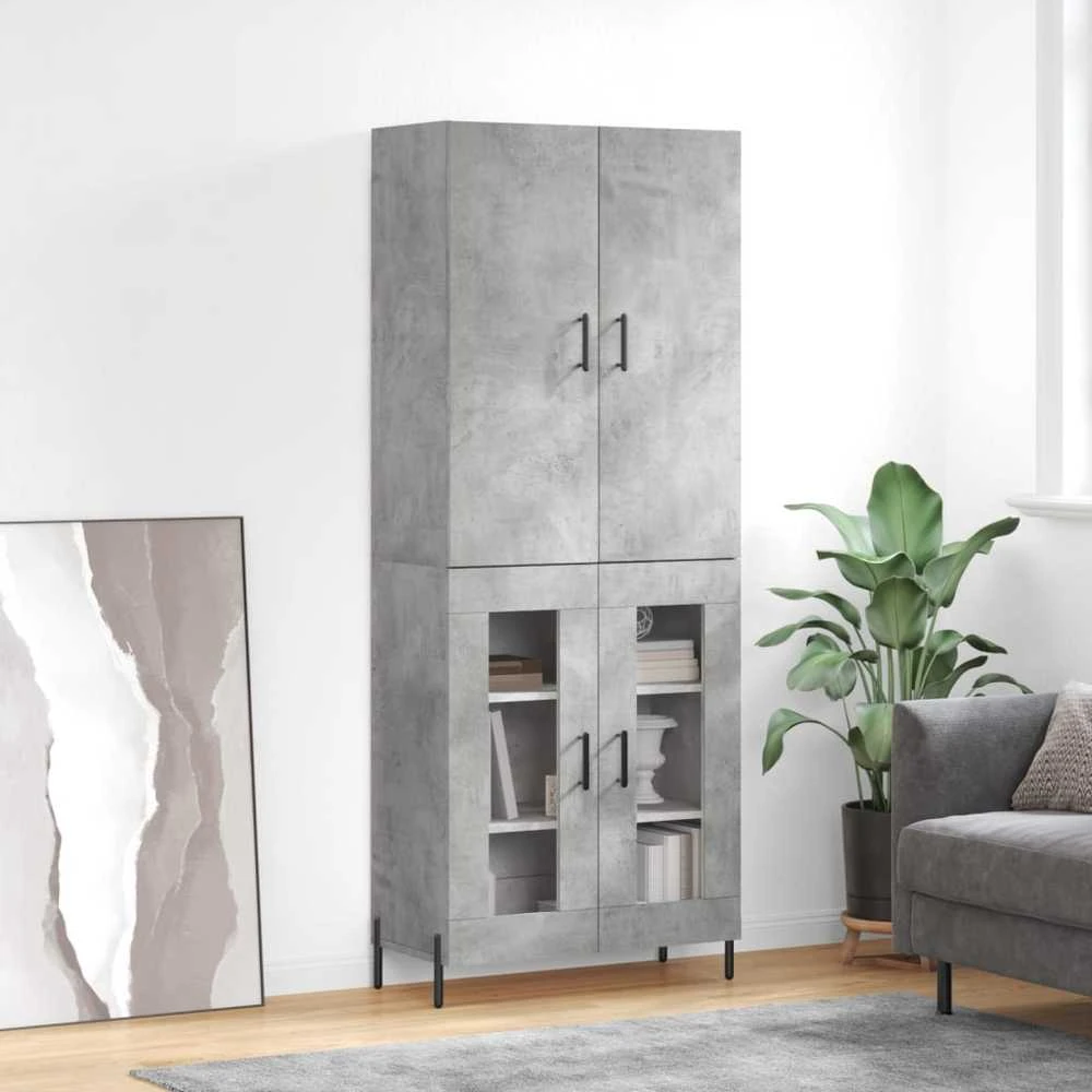 Komoda, betono pilkos spalvos, 69,5x34x180cm, apdirbta mediena