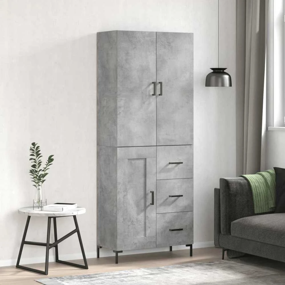 Komoda, betono pilkos spalvos, 69,5x34x180cm, apdirbta mediena