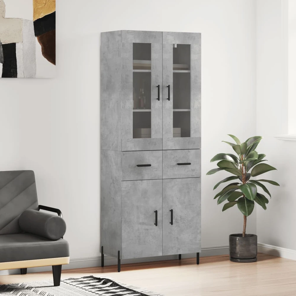 Komoda, betono pilkos spalvos, 69,5x34x180cm, apdirbta mediena