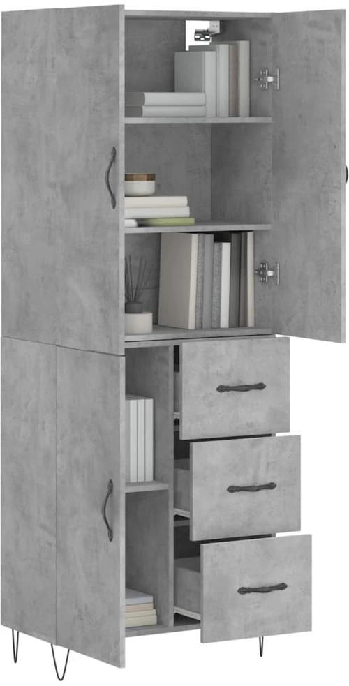 Komoda, betono pilkos spalvos, 69,5x34x180cm, apdirbta mediena
