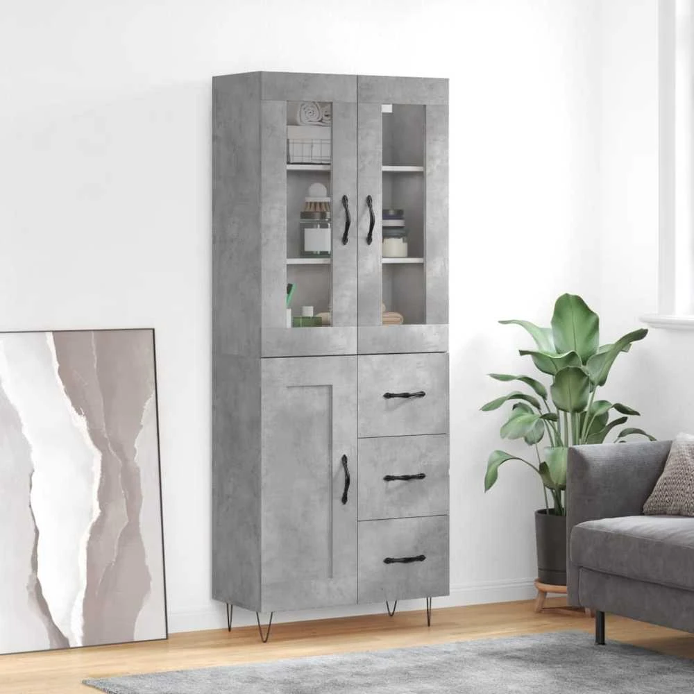 Komoda, betono pilkos spalvos, 69,5x34x180cm, apdirbta mediena