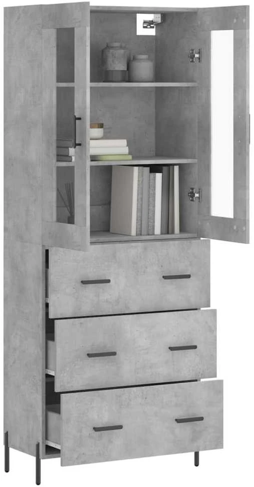 Komoda, betono pilkos spalvos, 69,5x34x180cm, apdirbta mediena