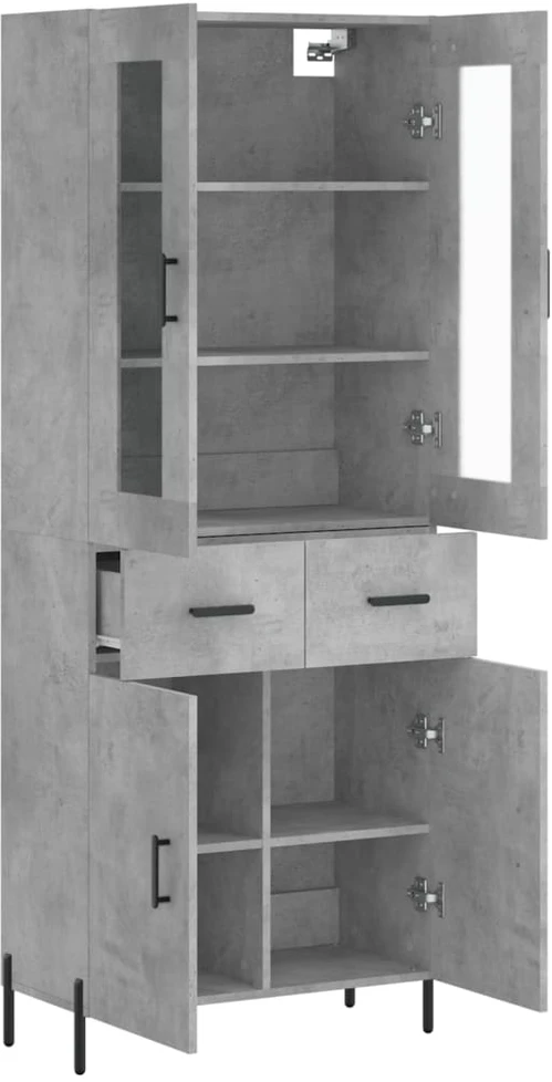 Komoda, betono pilkos spalvos, 69,5x34x180cm, apdirbta mediena