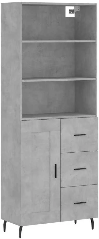 Komoda, betono pilkos spalvos, 69,5x34x180cm, apdirbta mediena